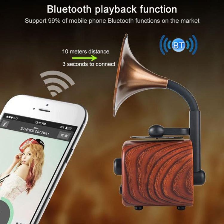 Retro Wood Portable Mini Bluetooth Speaker Wireless Loudspeaker Outdoor Speaker Sound System TF FM Radio Music Subwoofer(Khaki) - Desktop Speaker by buy2fix | Online Shopping UK | buy2fix