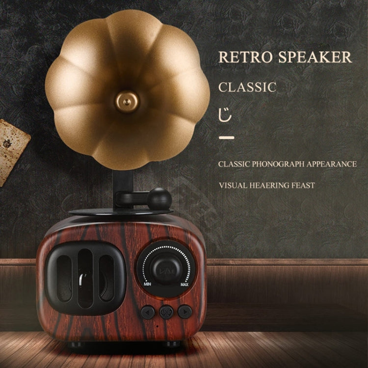 Retro Wood Portable Mini Bluetooth Speaker Wireless Loudspeaker Outdoor Speaker Sound System TF FM Radio Music Subwoofer(Khaki) - Desktop Speaker by buy2fix | Online Shopping UK | buy2fix
