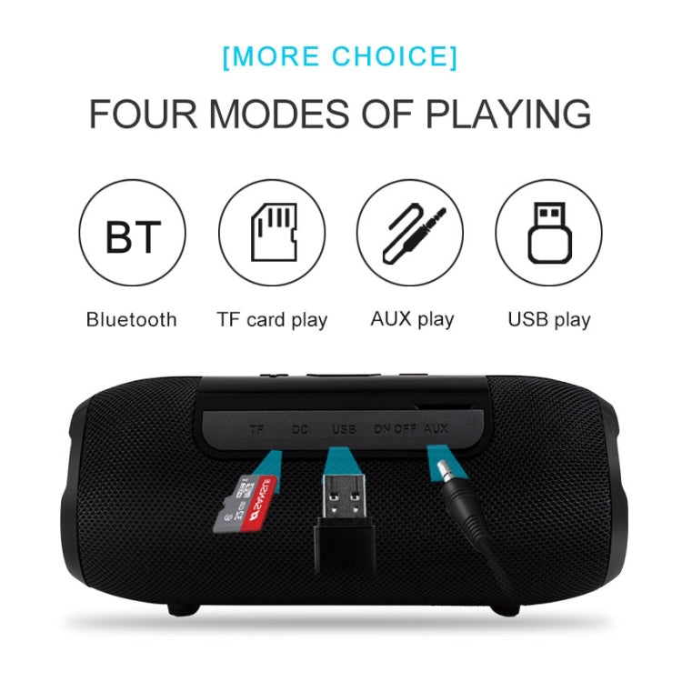 BY Portable Bluetooth Speaker Waterproof Wireless Loudspeaker 3D Stereo Music Surround Sound System Outdoor Speakers Support TF AUX(Black) - Desktop Speaker by buy2fix | Online Shopping UK | buy2fix