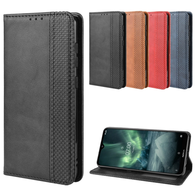 For Nokia 7.2 / Nokia 6.2 Magnetic Buckle Retro Crazy Horse Texture Horizontal Flip Leather Case , with Holder & Card Slots & Photo Frame(Black) by buy2fix