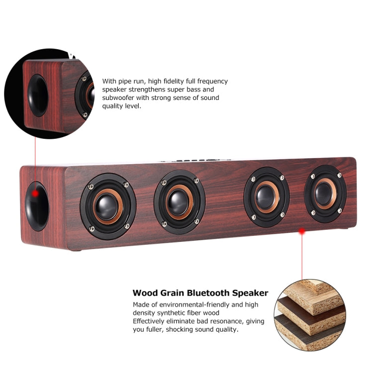 W8 Bluetooth 4.2 Speaker Four Louderspeakers Super Bass Subwoofer with Mic 3.5mm Support TF Card(Red Wood) - Desktop Speaker by buy2fix | Online Shopping UK | buy2fix