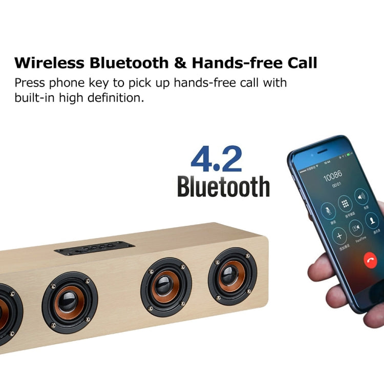 W8 Bluetooth 4.2 Speaker Four Louderspeakers Super Bass Subwoofer with Mic 3.5mm Support TF Card(Red Wood) - Desktop Speaker by buy2fix | Online Shopping UK | buy2fix