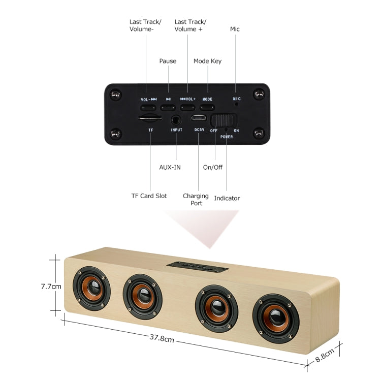 W8 Bluetooth 4.2 Speaker Four Louderspeakers Super Bass Subwoofer with Mic 3.5mm Support TF Card(Red Wood) - Desktop Speaker by buy2fix | Online Shopping UK | buy2fix