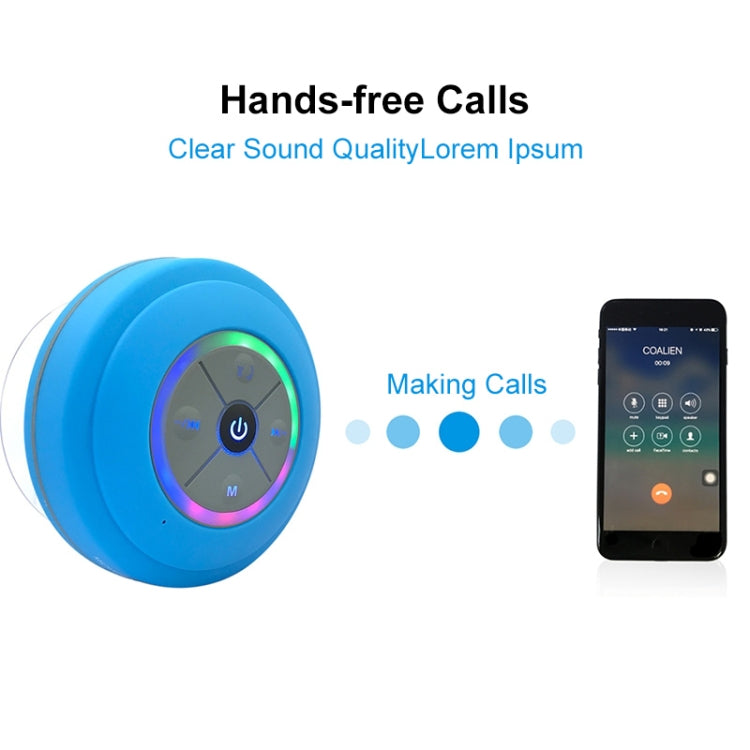 BTS-09 Wireless Bluetooth Speaker Waterproof Led FM Radio Subwoofer Bluetooth Column TF Card Suction Cup Mini Shower Speaker(Black) - Waterproof Speaker by buy2fix | Online Shopping UK | buy2fix