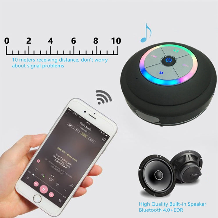 BTS-09 Wireless Bluetooth Speaker Waterproof Led FM Radio Subwoofer Bluetooth Column TF Card Suction Cup Mini Shower Speaker(Pink) - Waterproof Speaker by buy2fix | Online Shopping UK | buy2fix