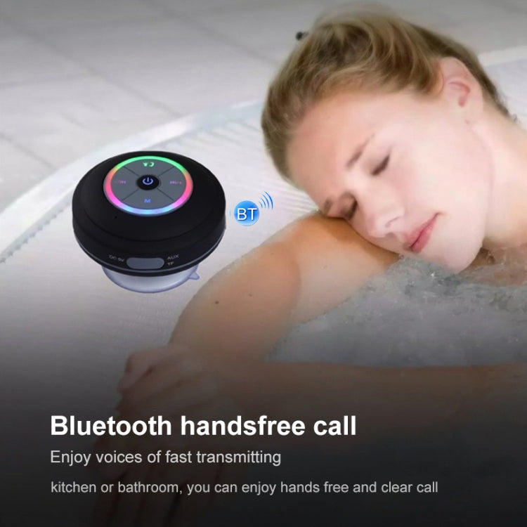 BTS-09 Wireless Bluetooth Speaker Waterproof Led FM Radio Subwoofer Bluetooth Column TF Card Suction Cup Mini Shower Speaker(Blue) - Waterproof Speaker by buy2fix | Online Shopping UK | buy2fix