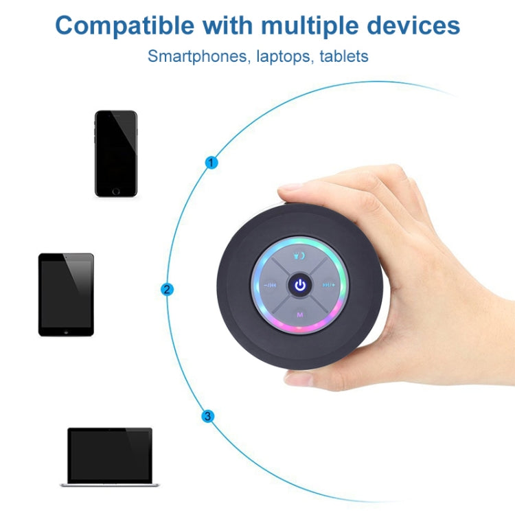 BTS-09 Wireless Bluetooth Speaker Waterproof Led FM Radio Subwoofer Bluetooth Column TF Card Suction Cup Mini Shower Speaker(Blue) - Waterproof Speaker by buy2fix | Online Shopping UK | buy2fix