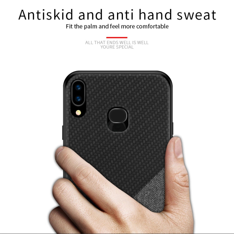 For Galaxy A10S PINWUYO Rong Series Shockproof PC + TPU+ Chemical Fiber Cloth Protective Cover(Brown) - Galaxy Phone Cases by PINWUYO | Online Shopping UK | buy2fix