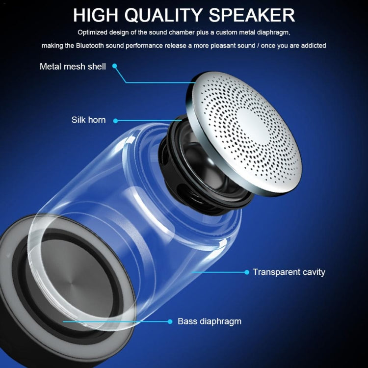 C7 Bluetooth 5.0 Speaker Transparent LED Luminous Subwoofer TWS 6D Surround HIFI Stereo Cool Audio(White) - Desktop Speaker by buy2fix | Online Shopping UK | buy2fix