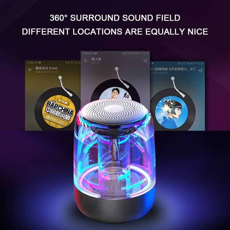 C7 Bluetooth 5.0 Speaker Transparent LED Luminous Subwoofer TWS 6D Surround HIFI Stereo Cool Audio(White) - Desktop Speaker by buy2fix | Online Shopping UK | buy2fix