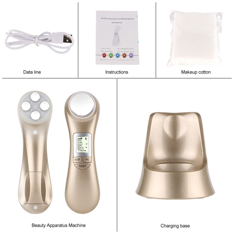 OFY9901 Face Skin EMS Mesotherapy Electroporation RF Radio Frequency Facial LED Photon Skin Care Face Lift Tighten Remove Wrinkle(Gold) - Beauty Instrument by buy2fix | Online Shopping UK | buy2fix