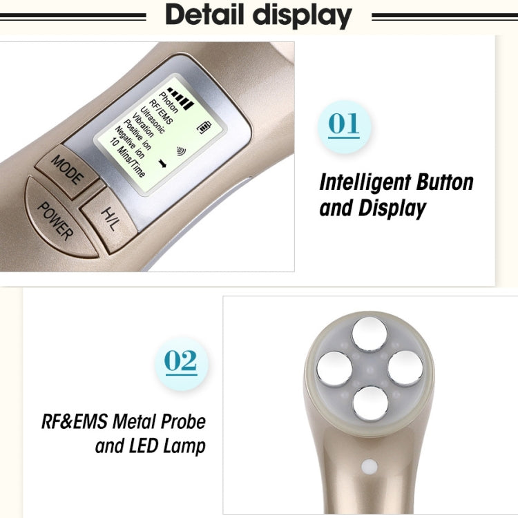 OFY9901 Face Skin EMS Mesotherapy Electroporation RF Radio Frequency Facial LED Photon Skin Care Face Lift Tighten Remove Wrinkle(Gold) - Beauty Instrument by buy2fix | Online Shopping UK | buy2fix