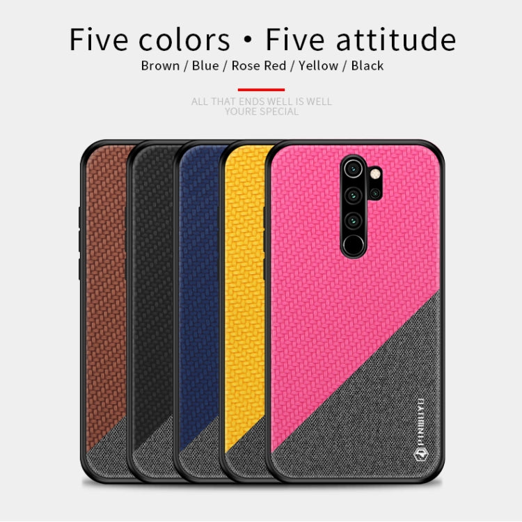 For Xiaomi RedMi Note 8 Pro PINWUYO Rong Series Shockproof PC + TPU+ Chemical Fiber Cloth Protective Cover(Yellow) - Xiaomi Cases by buy2fix | Online Shopping UK | buy2fix