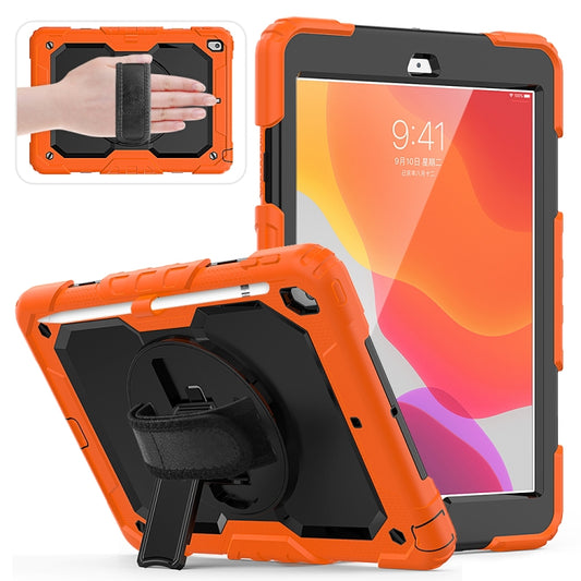 For iPad 10.2 Shockproof Colorful Silica Gel + PC Protective Case with Holder & Shoulder Strap & Hand Strap & Pen Slot(Orange) - iPad 10.2 Cases by buy2fix | Online Shopping UK | buy2fix