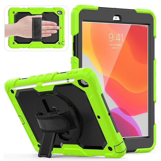 For iPad 10.2 Shockproof Colorful Silica Gel + PC Protective Case with Holder & Shoulder Strap & Hand Strap & Pen Slot(Green) - iPad 10.2 Cases by buy2fix | Online Shopping UK | buy2fix