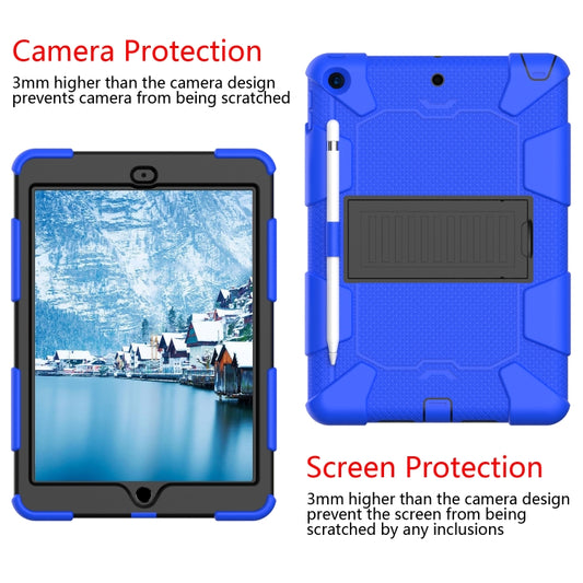 For iPad 10.2 Shockproof Two-Color Silicone Protection Case with Holder & Pen Slot(Blue+Black) - iPad 10.2 Cases by buy2fix | Online Shopping UK | buy2fix