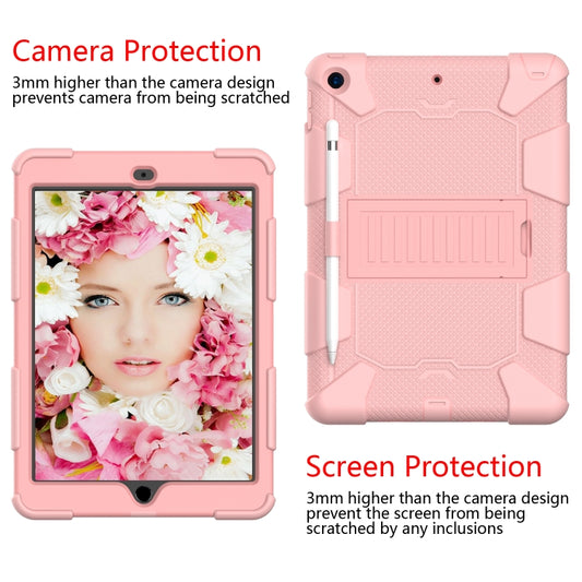 For iPad 10.2 Shockproof Two-Color Silicone Protection Case with Holder & Pen Slot(Rose Gold) - iPad 10.2 Cases by buy2fix | Online Shopping UK | buy2fix