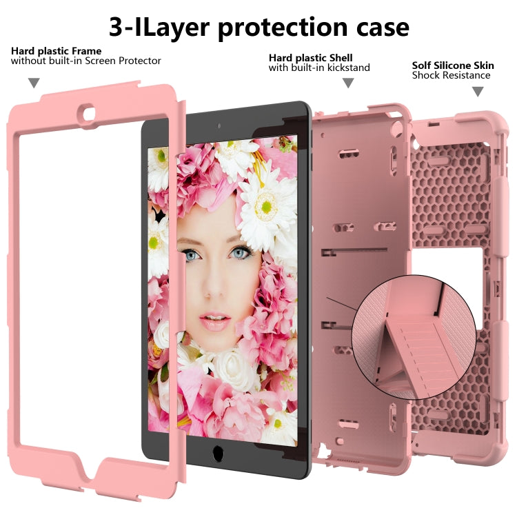 For iPad 10.2 Shockproof Two-Color Silicone Protection Case with Holder & Pen Slot(Rose Gold) - iPad 10.2 Cases by buy2fix | Online Shopping UK | buy2fix