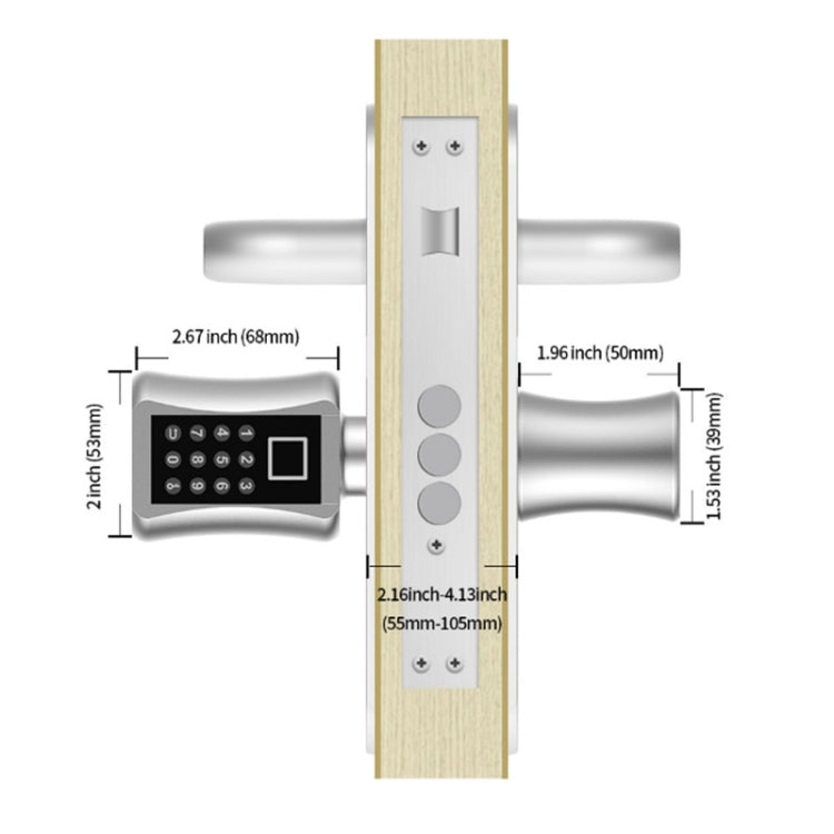 60+40mm Office Home Value Fingerprint Password Smart Lock Core Password Lock Only LockLock Home Security Door Lock(Silver) - Lock Cylinders by buy2fix | Online Shopping UK | buy2fix