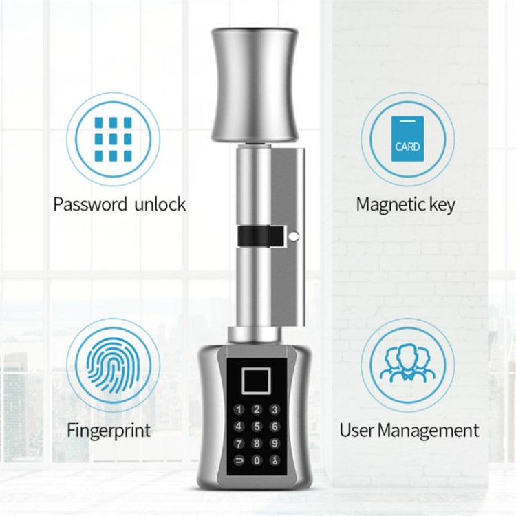 60+40mm Office Home Value Fingerprint Password Smart Lock Core Password Lock Only LockLock Home Security Door Lock(Silver) - Lock Cylinders by buy2fix | Online Shopping UK | buy2fix