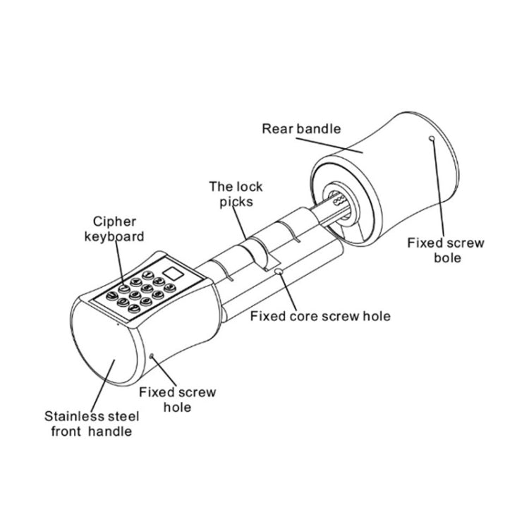 60+40mm Office Home Value Fingerprint Password Smart Lock Core Password Lock Only LockLock Home Security Door Lock(Silver) - Lock Cylinders by buy2fix | Online Shopping UK | buy2fix