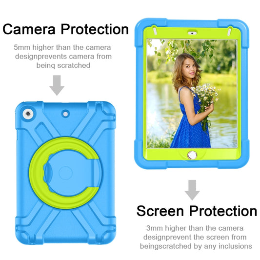 For iPad MINI 4/5 EVA + PC Flat Protective Shell with 360 ° Rotating Bracket(Blue+Grass Green) - iPad Mini 4 & 3 & 2 & 1 Cases by buy2fix | Online Shopping UK | buy2fix