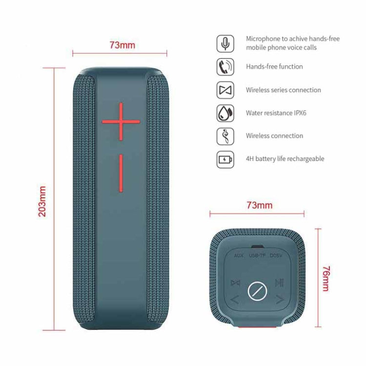 P15 10W Portable Bluetooth Speaker Outdoor Loudspeaker Sound System Stereo, Support TF&FM(Dark Green) - Waterproof Speaker by buy2fix | Online Shopping UK | buy2fix