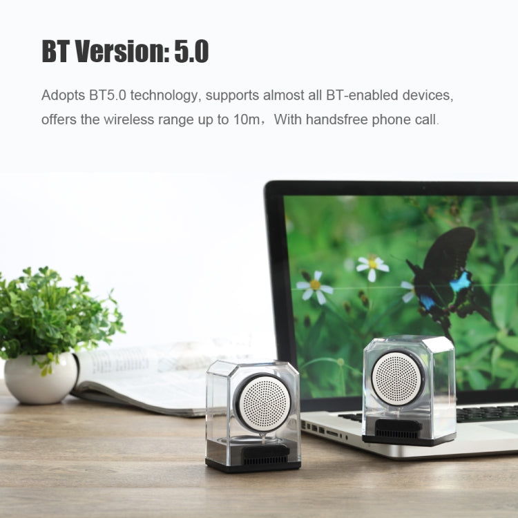 BT628 10W Portable TWS Transparent Bluetooth Speakers With Magnetic Connectable Base Outdoor Stereo Bass Subwoofer(Blue) - Desktop Speaker by buy2fix | Online Shopping UK | buy2fix