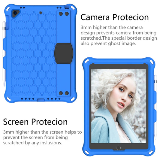 For iPad Air / Air 2 / Pro 9.7 / iPad 9.7 (2017) / iPad 9.7 (2018) Honeycomb Design EVA + PC Four Corner Shockproof Protective Case with Straps(Blue+Black) - iPad 9.7 (2018) & (2017) Cases by buy2fix | Online Shopping UK | buy2fix