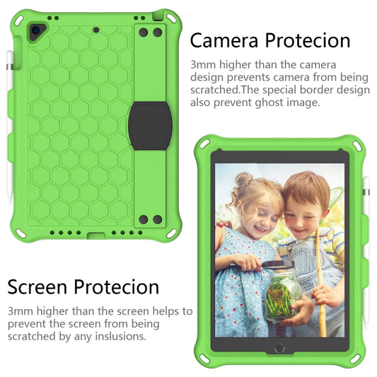For iPad Air / Air 2 / Pro 9.7 / iPad 9.7 (2017) / iPad 9.7 (2018) Honeycomb Design EVA + PC Four Corner Shockproof Protective Case with Straps(Green+Black) - iPad 9.7 (2018) & (2017) Cases by buy2fix | Online Shopping UK | buy2fix