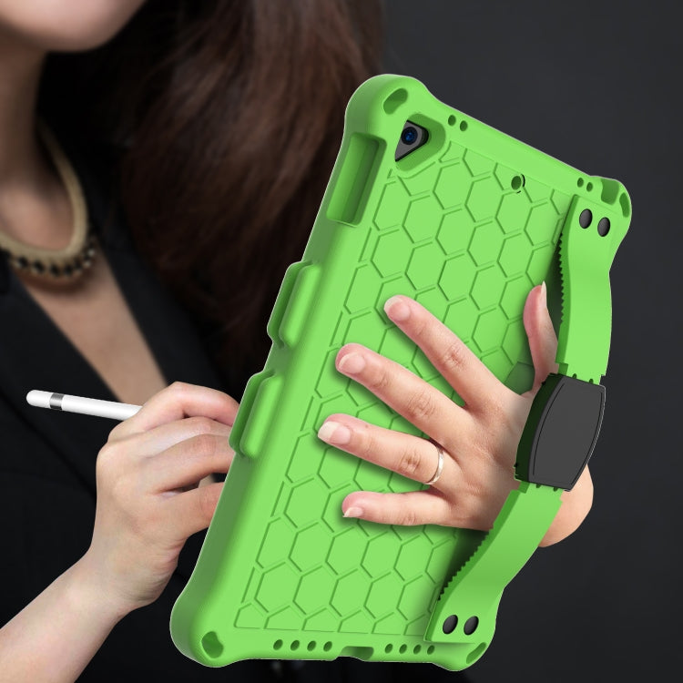 For iPad Air / Air 2 / Pro 9.7 / iPad 9.7 (2017) / iPad 9.7 (2018) Honeycomb Design EVA + PC Four Corner Shockproof Protective Case with Straps(Green+Black) - iPad 9.7 (2018) & (2017) Cases by buy2fix | Online Shopping UK | buy2fix