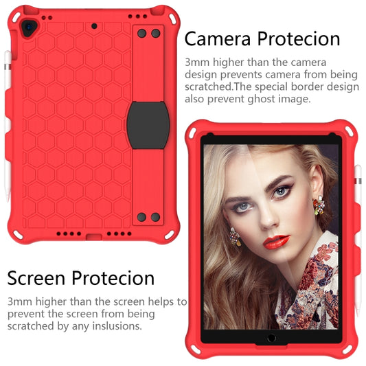 For iPad 10.2 Honeycomb Design EVA + PC Four Corner Shockproof Protective Case with Straps(Red+Black) - iPad 10.2 Cases by buy2fix | Online Shopping UK | buy2fix