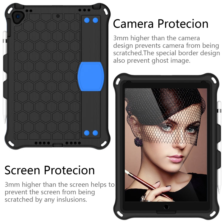 For iPad 10.2 Honeycomb Design EVA + PC Four Corner Shockproof Protective Case with Straps (Black Blue) - iPad 10.2 Cases by buy2fix | Online Shopping UK | buy2fix