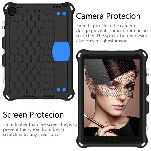 For iPad 10.2 Honeycomb Design EVA + PC Four Corner Shockproof Protective Case with Straps (Black Blue) - iPad 10.2 Cases by buy2fix | Online Shopping UK | buy2fix