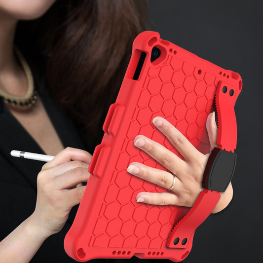 For iPad Air 2019 10.5 Honeycomb Design EVA + PC Four Corner Anti Falling Flat Protective Shell With Straps(Red+Black) - iPad Air (2019) Cases by buy2fix | Online Shopping UK | buy2fix