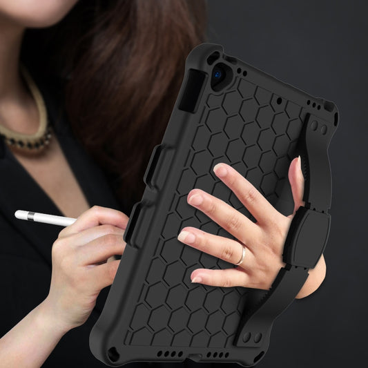 For iPad Air 2019 10.5 Honeycomb Design EVA + PC Four Corner Anti Falling Flat Protective Shell With Straps(Black+Black) - iPad Air (2019) Cases by buy2fix | Online Shopping UK | buy2fix