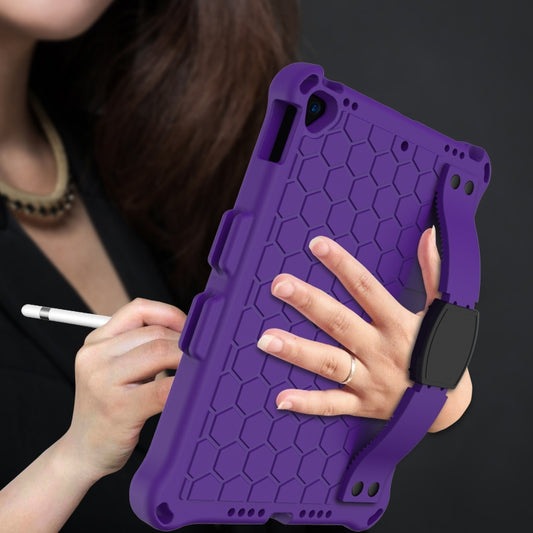 For iPad Air 2019 10.5 Honeycomb Design EVA + PC Four Corner Anti Falling Flat Protective Shell With Straps(Purple+Black) - iPad Air (2019) Cases by buy2fix | Online Shopping UK | buy2fix