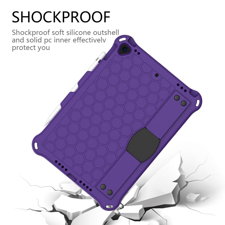 For iPad Air 2019 10.5 Honeycomb Design EVA + PC Four Corner Anti Falling Flat Protective Shell With Straps(Purple+Black) - iPad Air (2019) Cases by buy2fix | Online Shopping UK | buy2fix