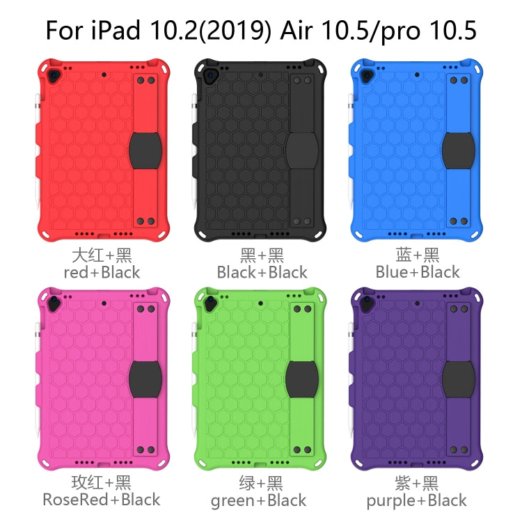For iPad Air 2019 10.5 Honeycomb Design EVA + PC Four Corner Anti Falling Flat Protective Shell With Straps(Purple+Black) - iPad Air (2019) Cases by buy2fix | Online Shopping UK | buy2fix