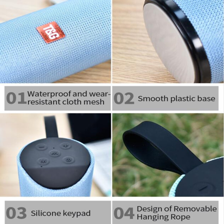 T&G TG113 Portable Bluetooth Speakers Waterproof Stereo Outdoor Loudspeaker MP3 Bass Sound Box with FM Radio(Blue) by T&G