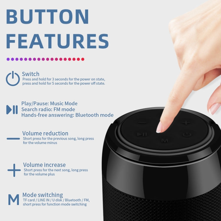 T&G TG113C Column Portable Bluetooth Mini Speaker FM Radio Waterproof Subwoofer Phone Holder Wireless Loundpeakers(Red) - Desktop Speaker by T&G | Online Shopping UK | buy2fix