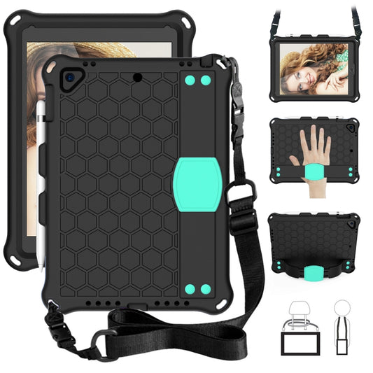 For iPad 9.7 2017/2018 Honeycomb Design EVA + PC Four Corner Anti Falling Flat Protective Shell With Straps(Black + Mint) - iPad 9.7 (2018) & (2017) Cases by buy2fix | Online Shopping UK | buy2fix