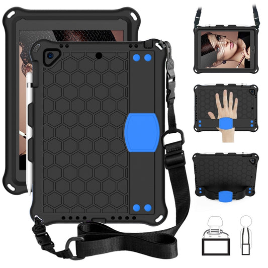 For iPad 9.7 2017/2018 Honeycomb Design EVA + PC Four Corner Anti Falling Flat Protective Shell With Straps(Black+Blue) - iPad 9.7 (2018) & (2017) Cases by buy2fix | Online Shopping UK | buy2fix