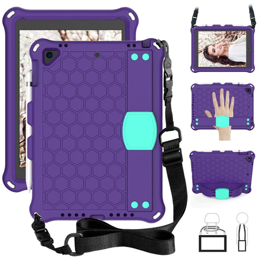 For iPad 9.7 2017/2018 Honeycomb Design EVA + PC Four Corner Anti Falling Flat Protective Shell With Straps(Purple + Mint) - iPad 9.7 (2018) & (2017) Cases by buy2fix | Online Shopping UK | buy2fix