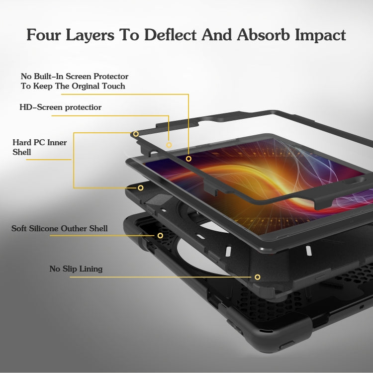 For Galaxy Tab A 10.1 (2019) T510/T515 360 Degree Rotation PC + Silicone Protective Case with Holder & Hand-strap(Purple) - Tab A 10.1 (2019) T510 / T515 by buy2fix | Online Shopping UK | buy2fix