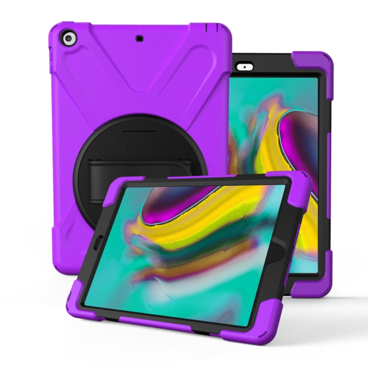 For Galaxy Tab S5E 10.5 (2019) T720 360 Degree Rotation PC + Silicone Protective Case with Holder & Hand-strap(Purple) - Tab S5E 10.5 T720 / T725 by buy2fix | Online Shopping UK | buy2fix