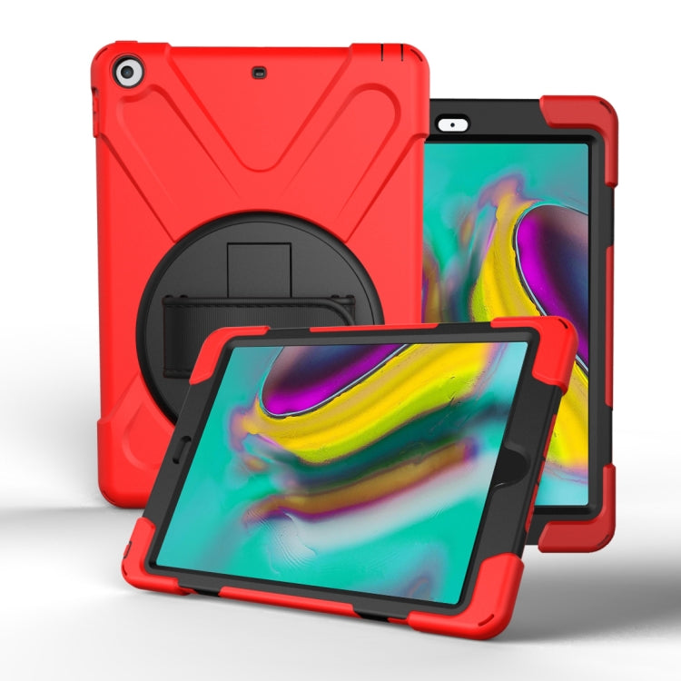 For Galaxy Tab S5E 10.5 (2019) T720 360 Degree Rotation PC + Silicone Protective Case with Holder & Hand-strap(Red) - Tab S5E 10.5 T720 / T725 by buy2fix | Online Shopping UK | buy2fix
