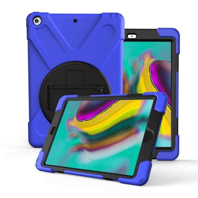 For Galaxy Tab S5E 10.5 (2019) T720 360 Degree Rotation PC + Silicone Protective Case with Holder & Hand-strap(Dark Blue) - Tab S5E 10.5 T720 / T725 by buy2fix | Online Shopping UK | buy2fix