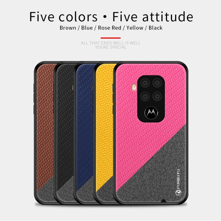 For Motorola One Zoom / One Pro PINWUYO Rong Series Shockproof PC + TPU+ Chemical Fiber Cloth Protective Cover(Yellow) - Motorola Cases by PINWUYO | Online Shopping UK | buy2fix
