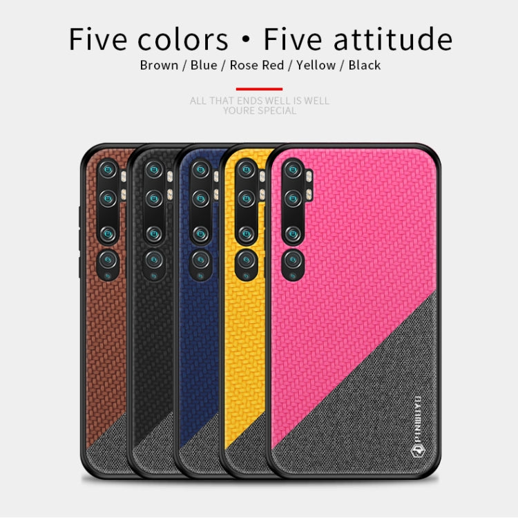 For Xiaomi CC9 Pro / Note10 PINWUYO Rong Series Shockproof PC + TPU+ Chemical Fiber Cloth Protective Cover(Brown) - Xiaomi Cases by PINWUYO | Online Shopping UK | buy2fix